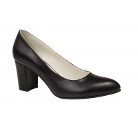 Pantofi dama din piele naturala cu toc de 7cm, Negru NAA32N7